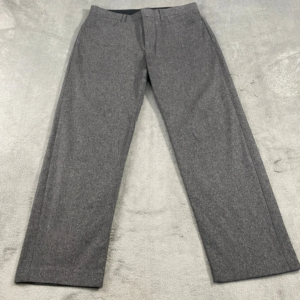 VTG Banana Republic Flannel Dress Pants Stretch Men 36R Gray Wool Blend Straight